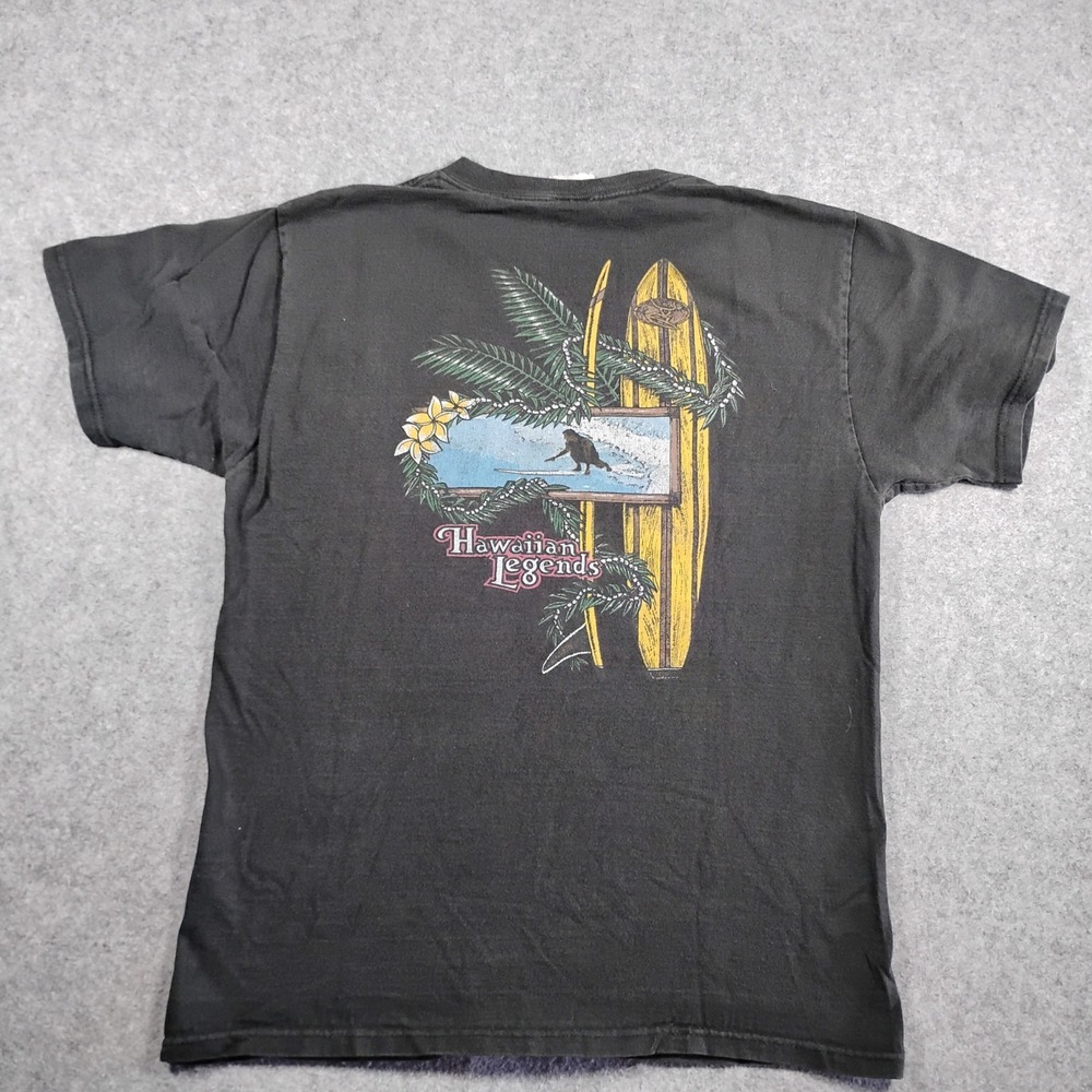 Hawaiian Legends Mens Black Graphic Surf T-Shirt Size Medium Surfing Hawaii